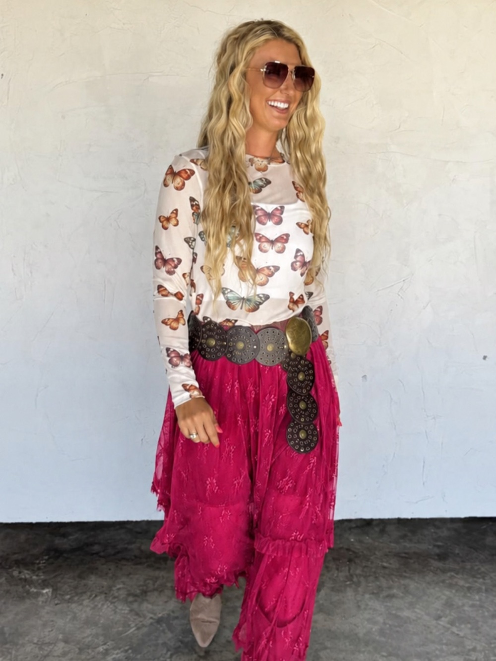 BS12-( ETA 9/16) BLOOMING MAXI SKIRT floral LACE  with liner